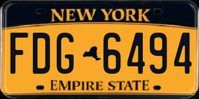 NY license plate FDG6494