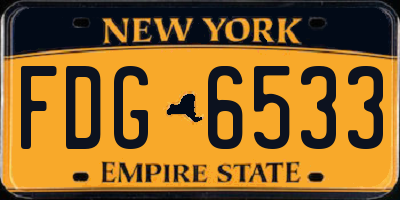 NY license plate FDG6533