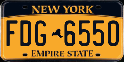 NY license plate FDG6550