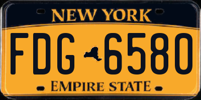 NY license plate FDG6580