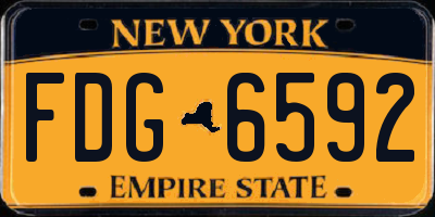 NY license plate FDG6592
