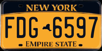 NY license plate FDG6597