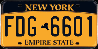 NY license plate FDG6601