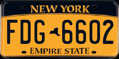 NY license plate FDG6602