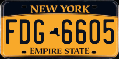 NY license plate FDG6605