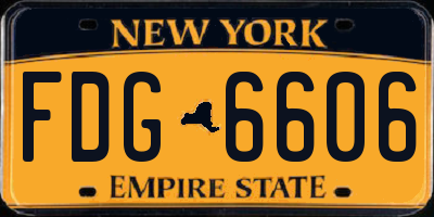 NY license plate FDG6606