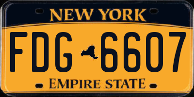 NY license plate FDG6607