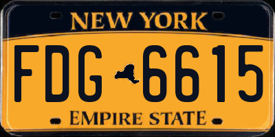 NY license plate FDG6615