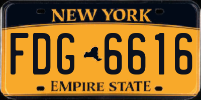 NY license plate FDG6616