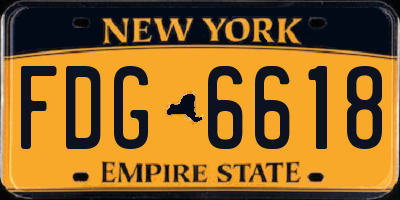 NY license plate FDG6618