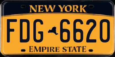 NY license plate FDG6620