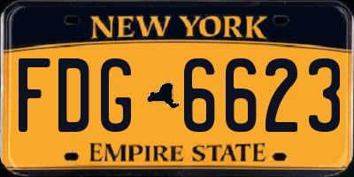 NY license plate FDG6623