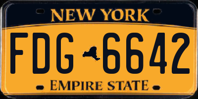 NY license plate FDG6642