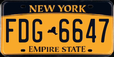 NY license plate FDG6647