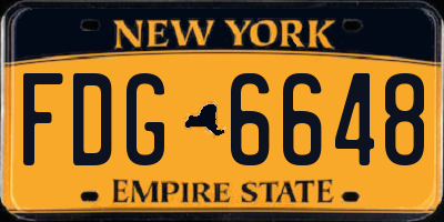 NY license plate FDG6648