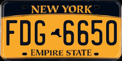 NY license plate FDG6650