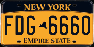 NY license plate FDG6660