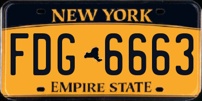 NY license plate FDG6663