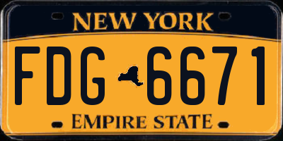 NY license plate FDG6671