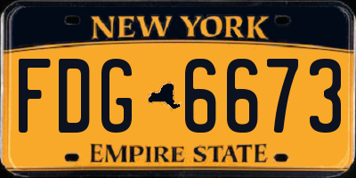NY license plate FDG6673