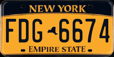 NY license plate FDG6674