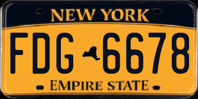 NY license plate FDG6678