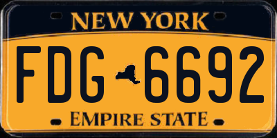 NY license plate FDG6692