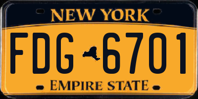 NY license plate FDG6701