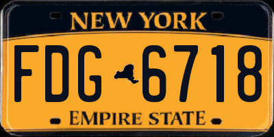 NY license plate FDG6718