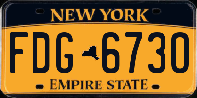 NY license plate FDG6730