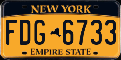 NY license plate FDG6733