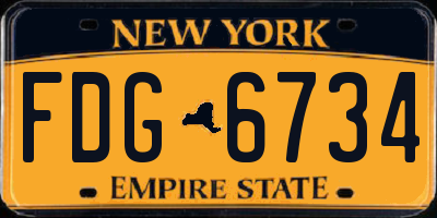 NY license plate FDG6734