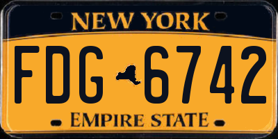 NY license plate FDG6742
