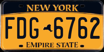 NY license plate FDG6762