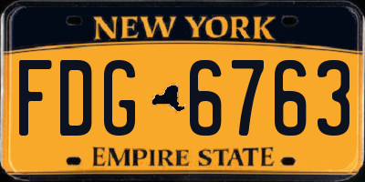 NY license plate FDG6763