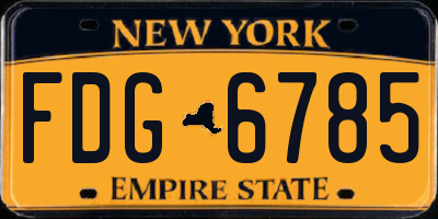 NY license plate FDG6785