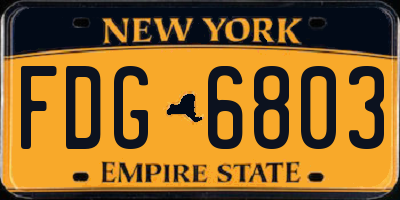 NY license plate FDG6803