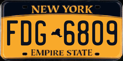 NY license plate FDG6809