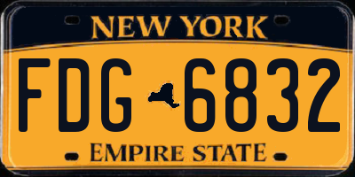 NY license plate FDG6832