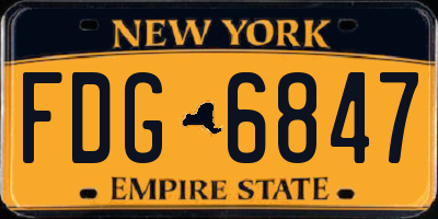 NY license plate FDG6847