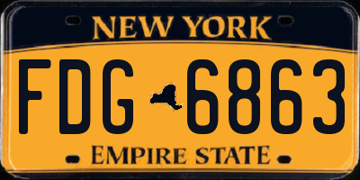 NY license plate FDG6863