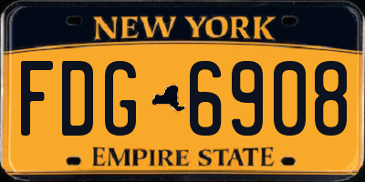 NY license plate FDG6908