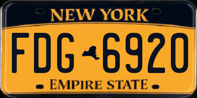 NY license plate FDG6920