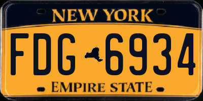 NY license plate FDG6934
