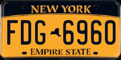 NY license plate FDG6960