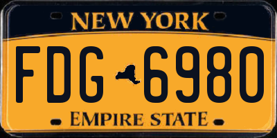 NY license plate FDG6980