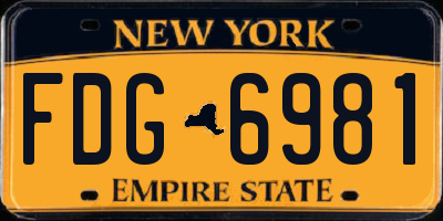 NY license plate FDG6981