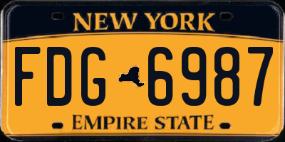 NY license plate FDG6987