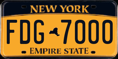 NY license plate FDG7000