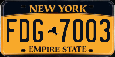 NY license plate FDG7003